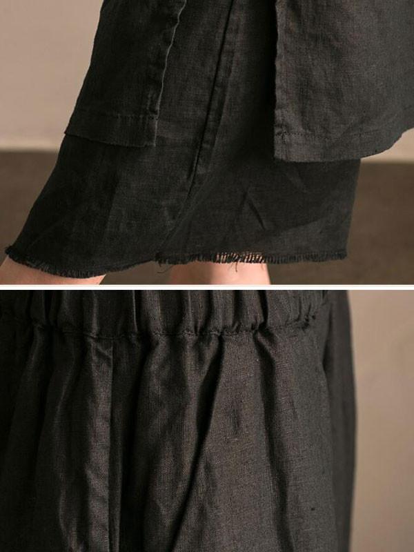 Irregular Cotton Women Linen Loose White Wide Leg Pants