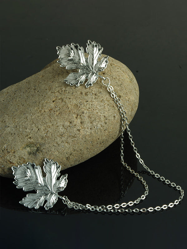 Retro Maple Leaf Collar Clip Chain Fashion Accessory