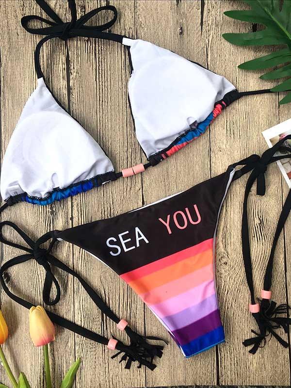 Sexy Letter Printed Bikinis Swimwear