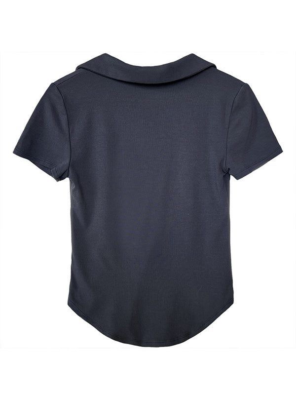 Simple Casual Solid Color U-Neck T-Shirt Top