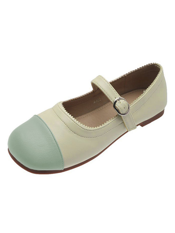 Leisure Fashion Contrast Color Split-Joint Flat Heel Loafer Shoes