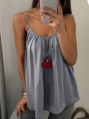Sexy Loose Spaghetti-neck Solid Vest Top