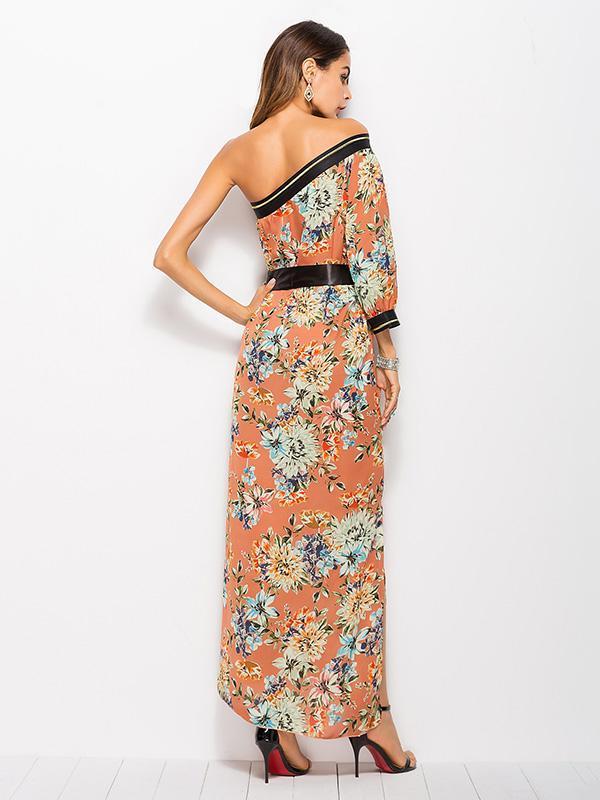 Floral One-shoulder Bohemia Maxi Dress