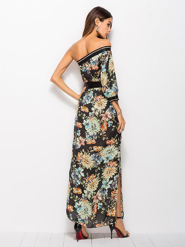 One-shoulder Printed Bohemia Maxi Dress
