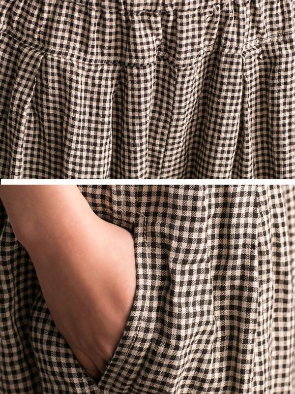 Irregular Women Lattice Loose Linen Cotton Long Pants