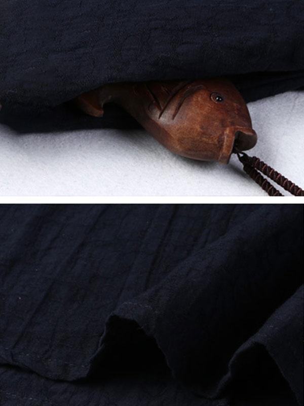 Summer Embroidery Short Sleeve Loose Navy Blue Dress