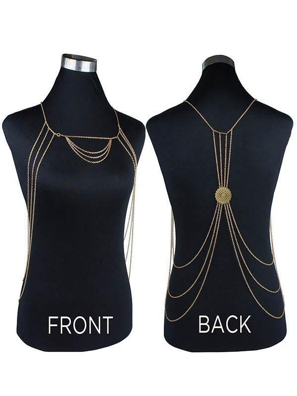 Bohemia Hollow Flower Tassels Body Chain Accessories