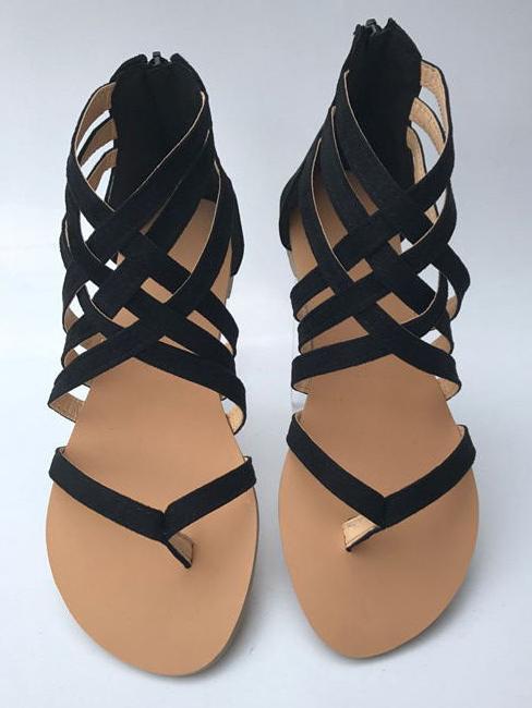 Crossover Strap Low-heel Shoes