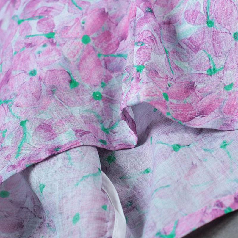 Summer Women Casual Floral Long Light Purple Pants