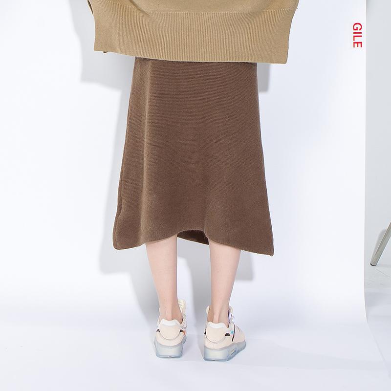 Wool Elastic Waist Women Winter Skirt