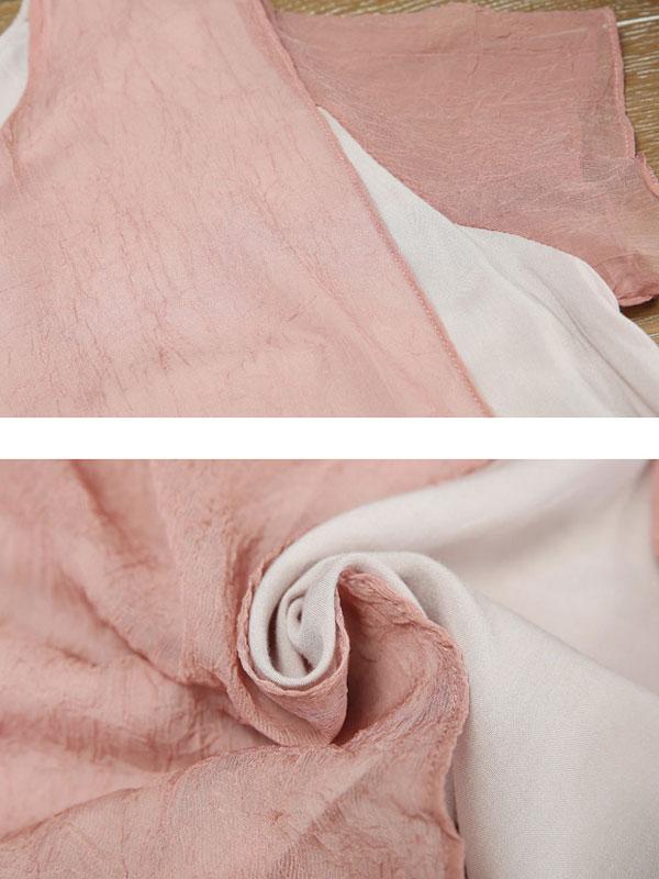 Round Neck Casual Summer Short Sleeve Pink Loose Dress