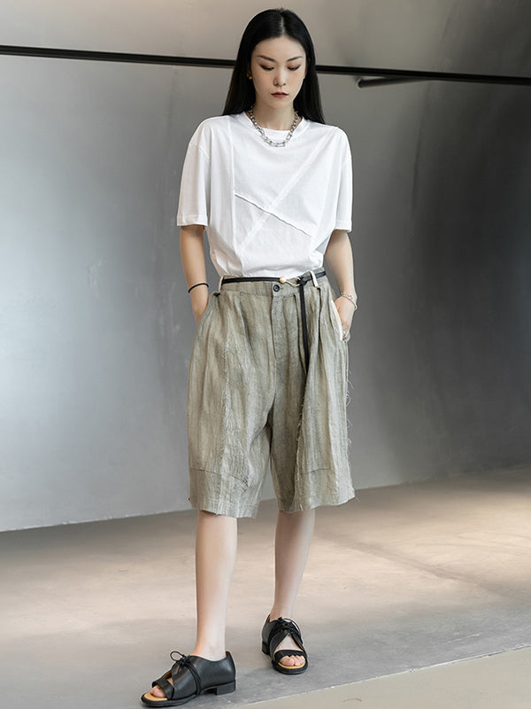 Stylish Round-Neck Irregularity Short Sleeve T-Shirt Tops