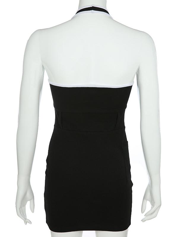 Halte-neck Printed Mini Dresses