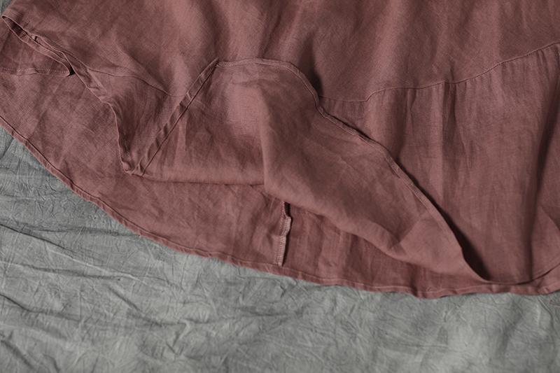 Casual Red Irregular Hem Linen Women Skirt