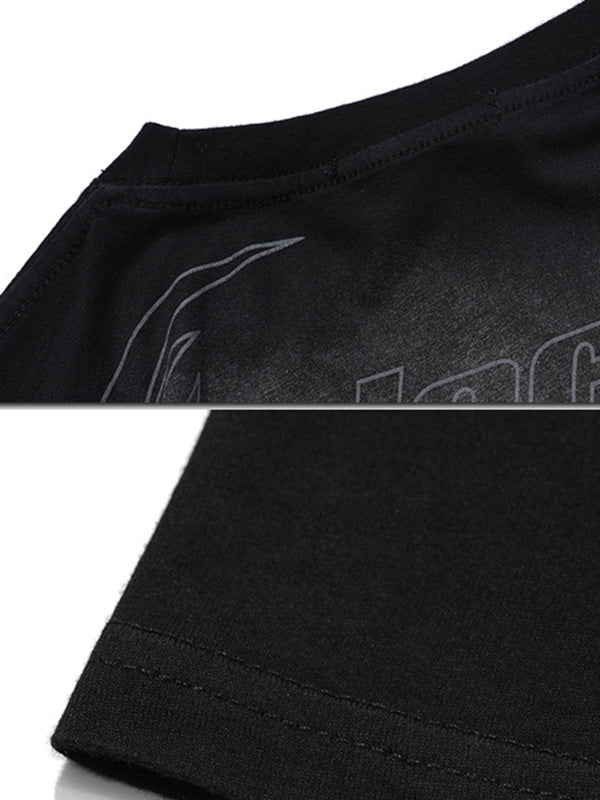 Vintage Round-Neck Bear Print Loose T-Shirts Tops