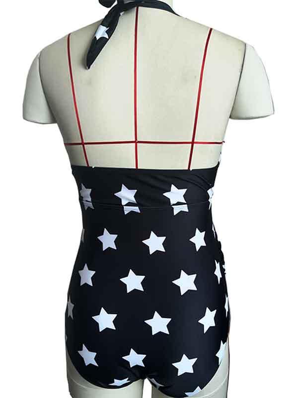 Maternity Halter Strapped Print One Piece Swimsuit