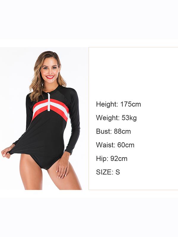 Zipper Striped Two-Piece Wetsuit