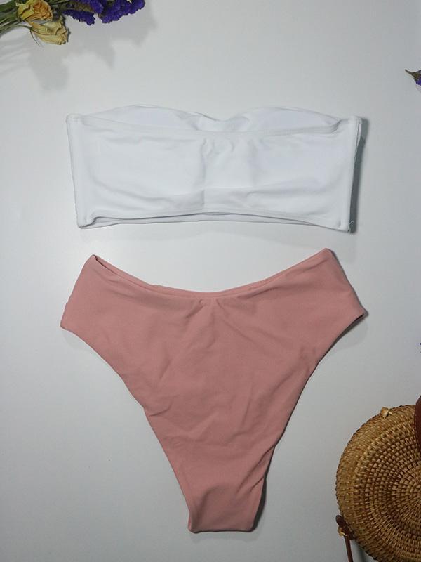 Sexy Solid Bandeau Bikinis Swimwear