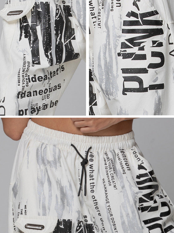 Urban Drawstring High-Waisted Black White Casual Harem Pants Bottom