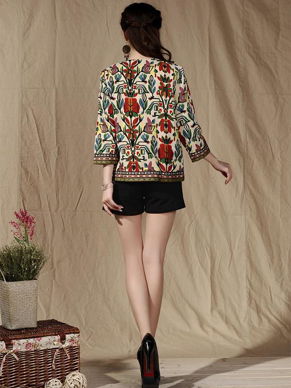 Gypsy Embroidered Round-neck Outwears