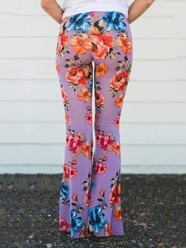 Popular Floral Printed Bell-Bottom Pant