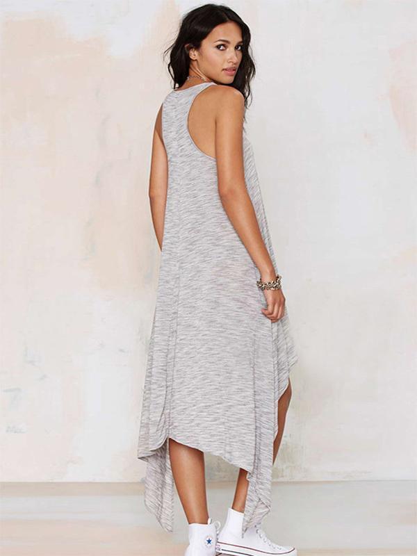 Simple Gray Straps Cropped Midi Dress