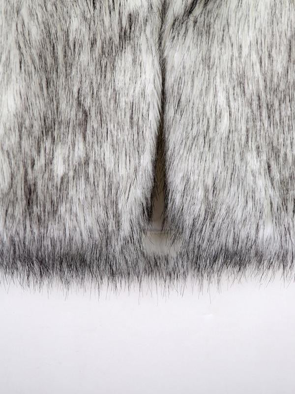 Stand Collar Vest Faux Fur Coat