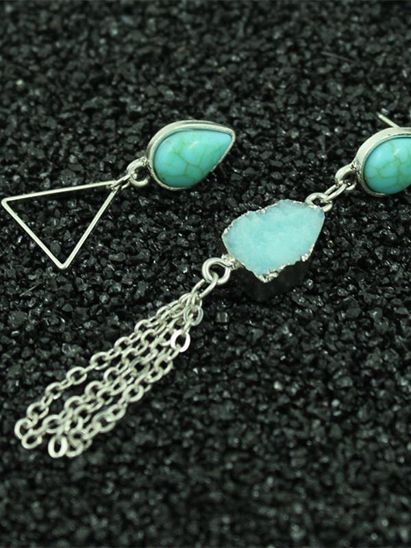 Water-Drop&Tassel Pattern Turquoise Earrings Accessories