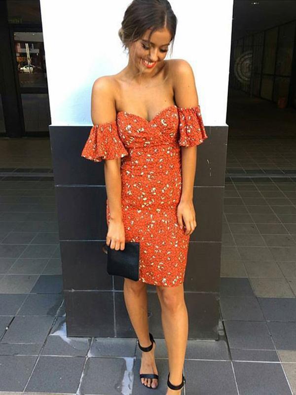 Off-the-shoulder Printed Midi Dress