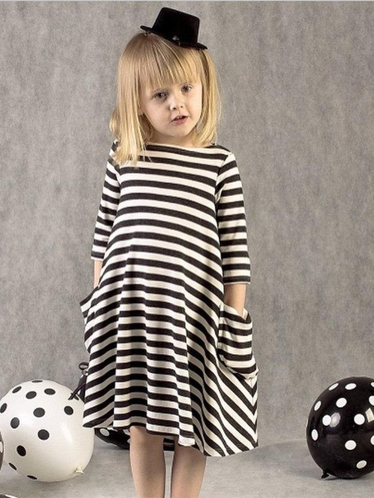 Striped Half Sleeves Loose Parent-Child Midi Dress