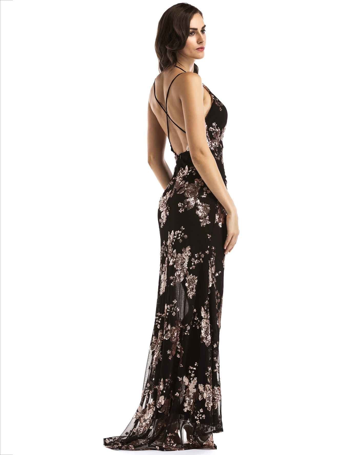 Embroidered Split-side Evening Dress