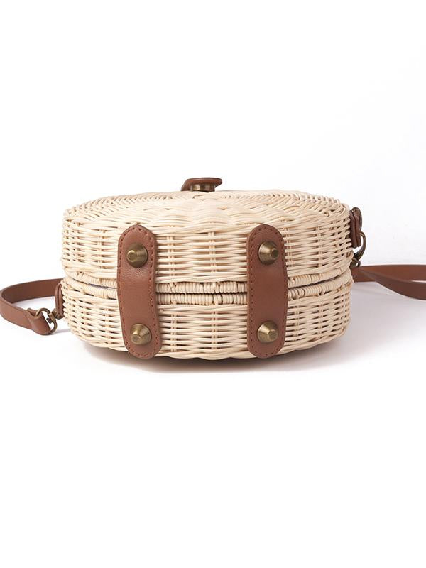 Handmade Round Straw Plaited Article Bohemia Bag