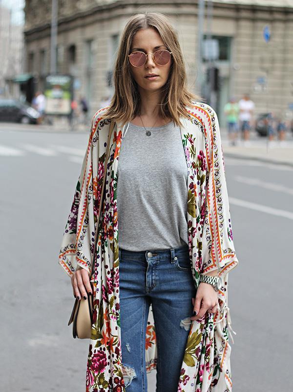 Chiffon Printed Long Cover -Up Swimwear