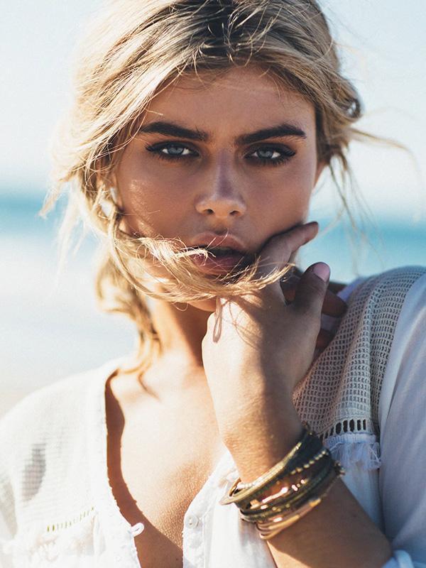 Solid Color 3/4 Sleeves Cover-up Swimwear