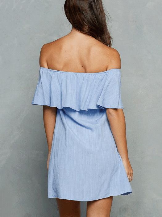 Off-the-shoulder Falbala Mini Dress