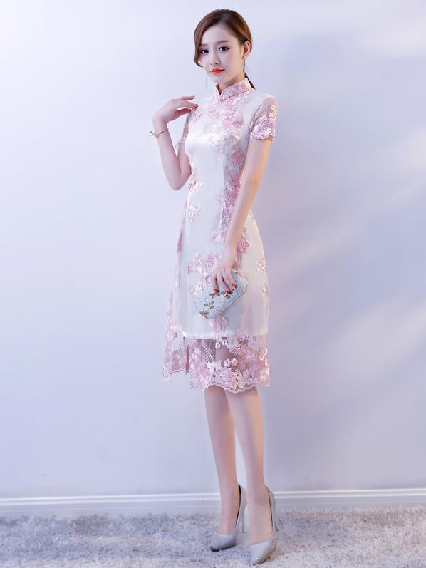 Lace Split-joint Cheongsam Mini Dress