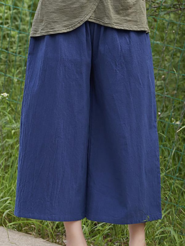 Loose Wide Leg Ramie Cotton Casual Linen Pants