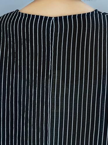 Casual Striped Suit of Short Sleeves Blouse and Breeches