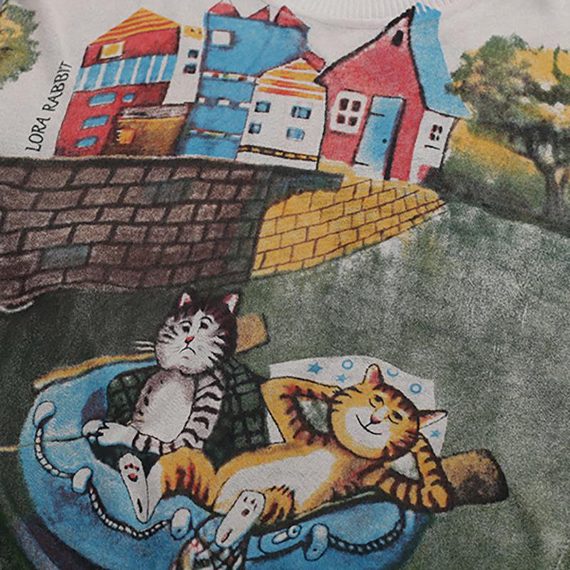 2019 New Literary Irregular Three Quarter Sleeve Knitted Sweater