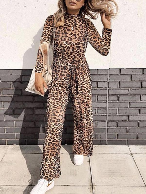 Casual Leopard Jumpsuits