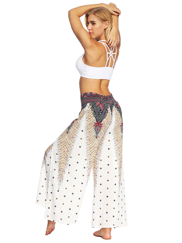 Bohemia Floral Printed Elastics Wide Leg Yoga Pants