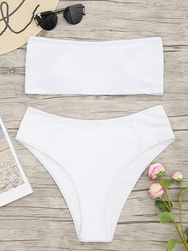 Bandeau Solid Bikinis Swimwear