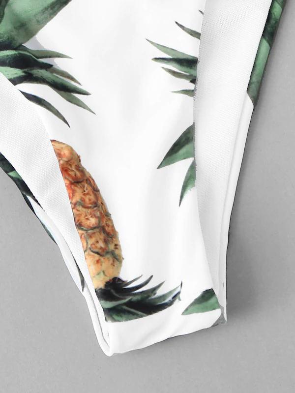 Floral-Print Bandeau Split Bikini Swimsuit