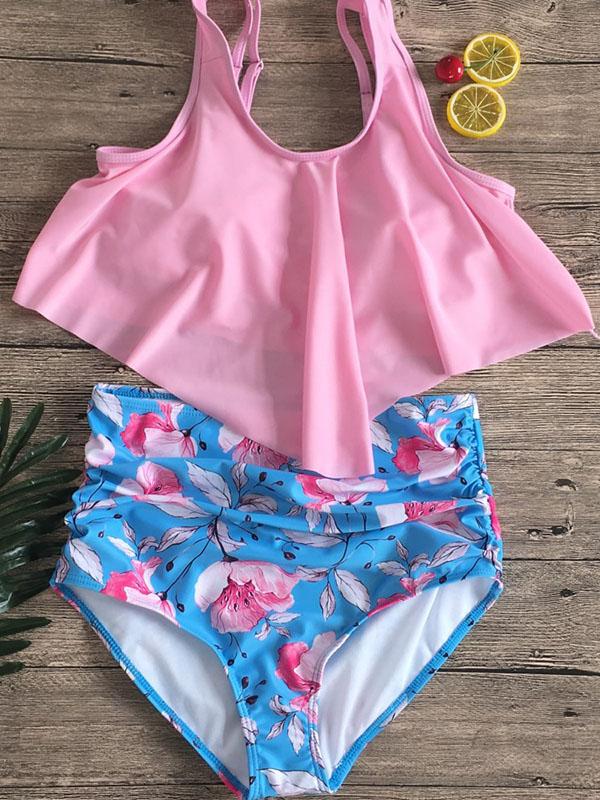 Ruffle High Waisted Tankini Swimsuit