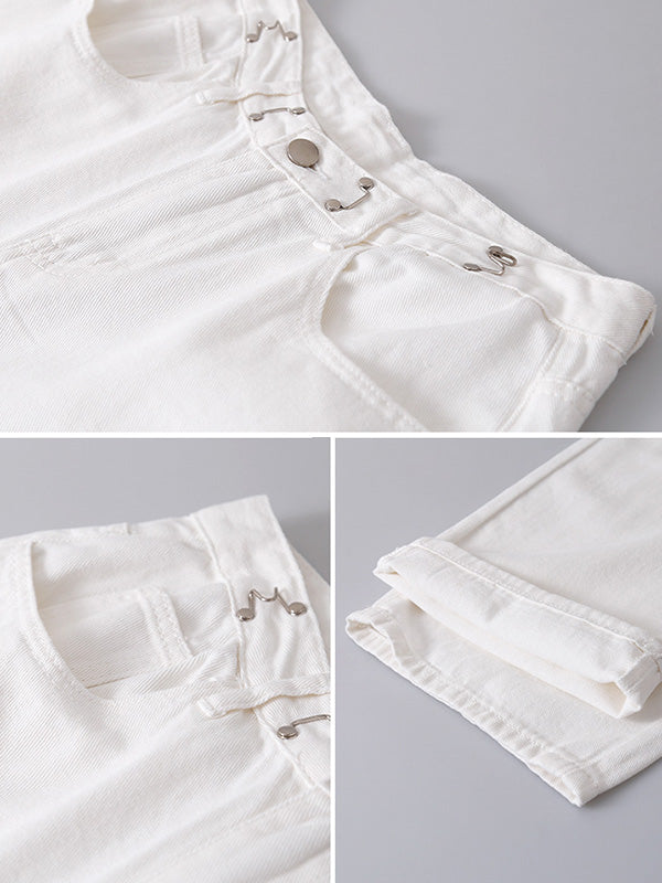 Urban Solid Color Empire Wide Leg Jean Pants