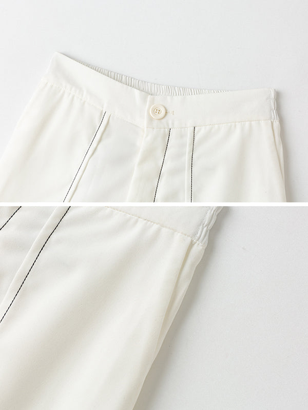 Simple Loose Contrast Color Striped Shorts