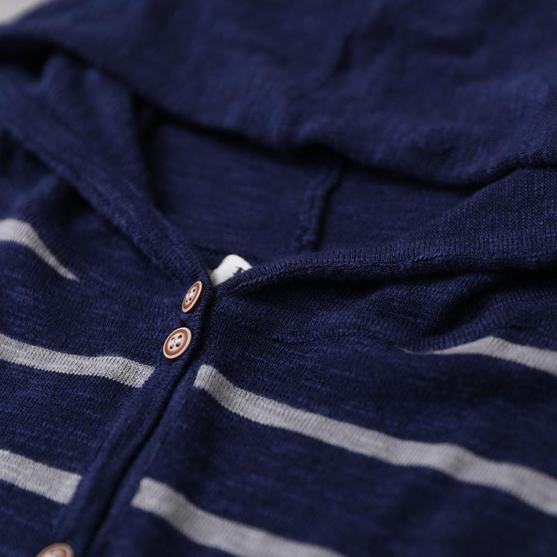 Buykud Soft Comfort Classic Stripe Casual Knitted Hoodie