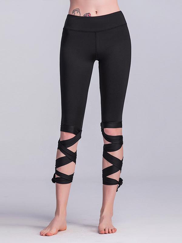 Sports Cross Tied Crop Leggings