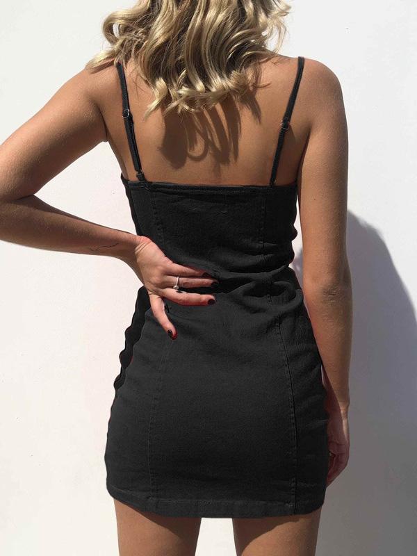 Sexy Circle Zipper Spaghetti-neck Skirt Mini Dresses