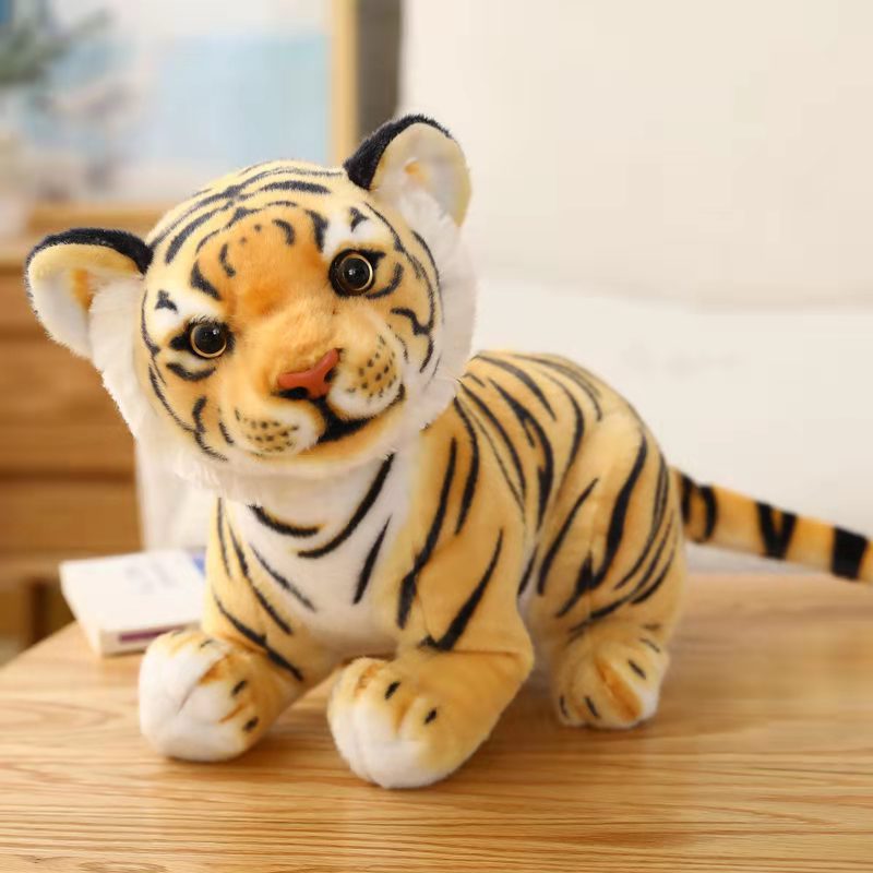 23/27/33Cm Realistic Tiger Plush Toy Pp Cotton Stuffed Wild Animal Forest Tiger Pillow Doll for Children's Birthday Present